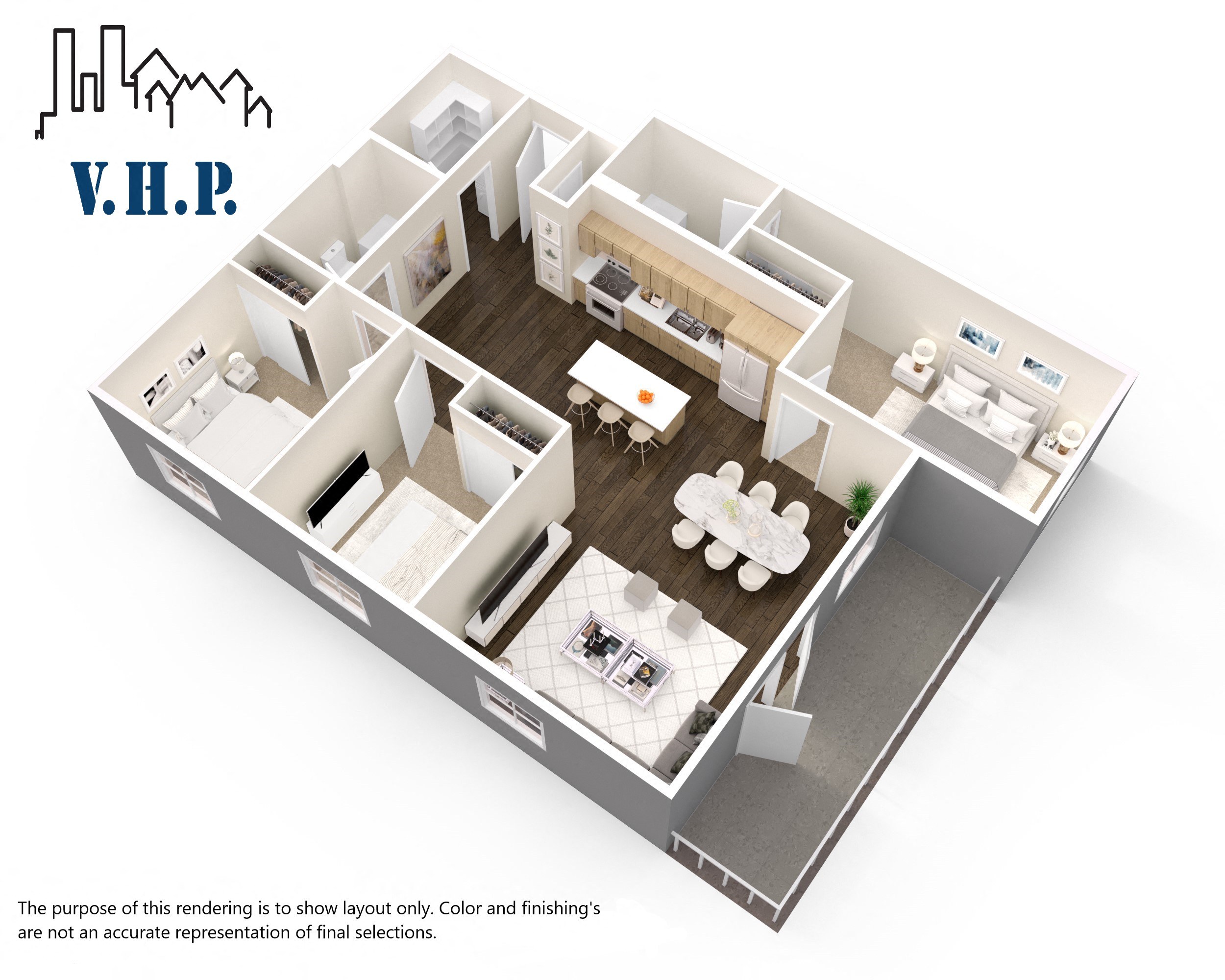 an image of a 3d floor plan of a vlp apartment